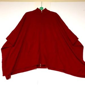 JONES NY Red two-way zipper poncho sweater Red, OS